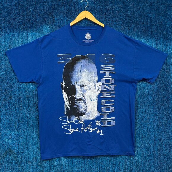 WWE Legends Stone Cold Steve Austin Signed Graphic T-Shirt Size XL - Picture 1 of 4